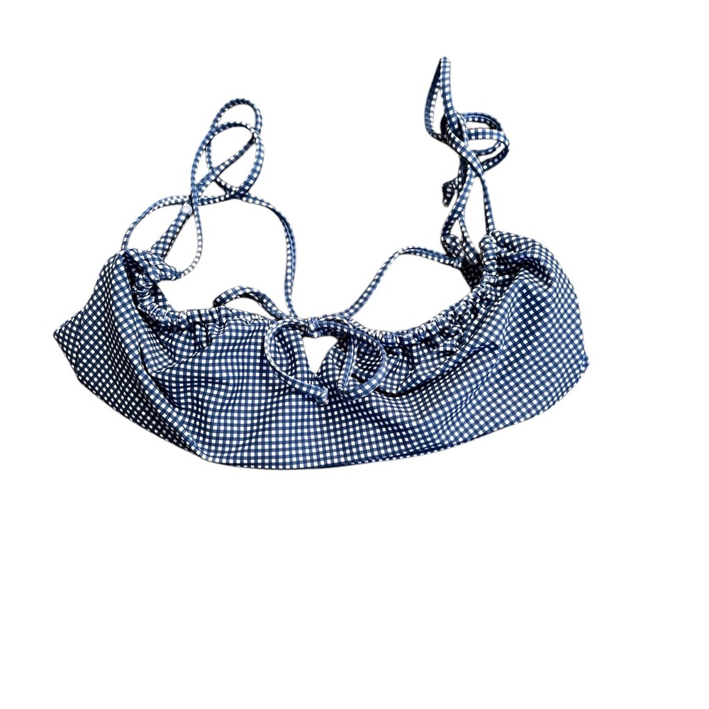 Blue and White Gingham Bikini Top. Demi Style. Size Medium. Lido Print.
